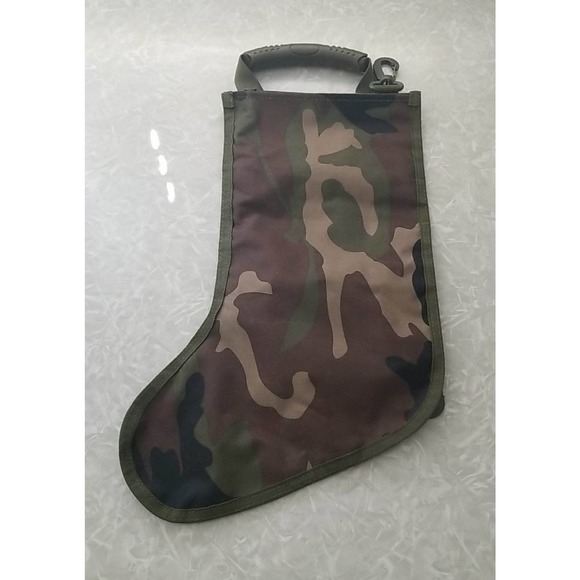 Tactical Camouflaged Christmas Stocking with Compartments and Clips 16" - Picture 2 of 2
